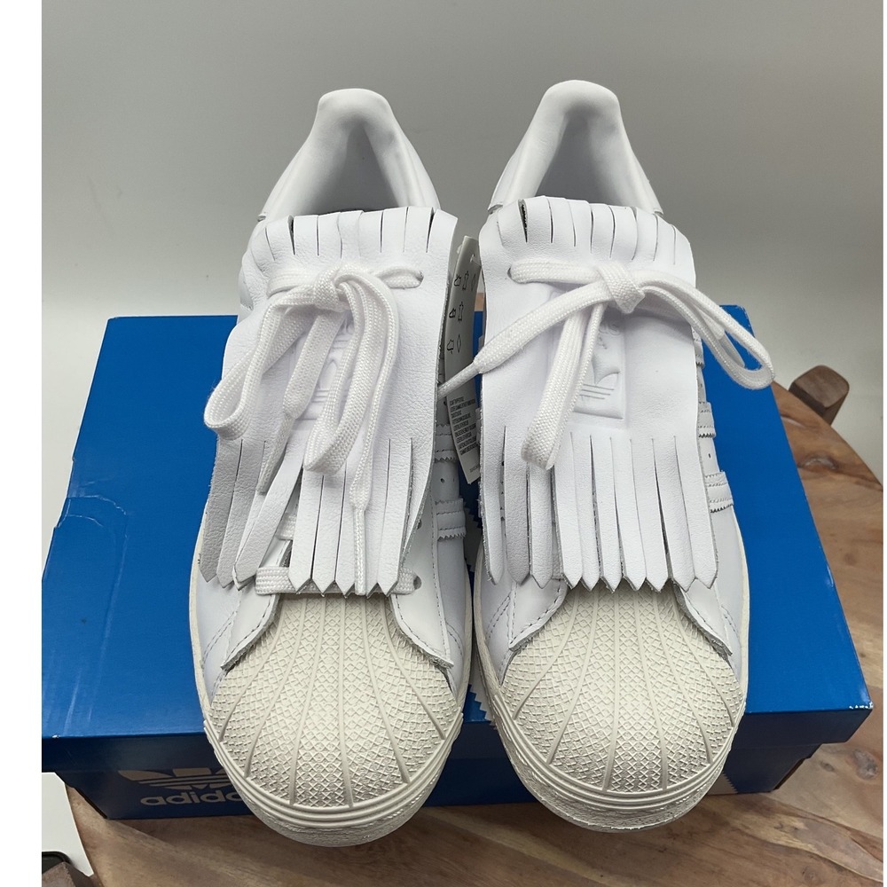 Adidas Originals Superstar FR White Leather Fringe Kiltie Sneakers FV3421 US 7